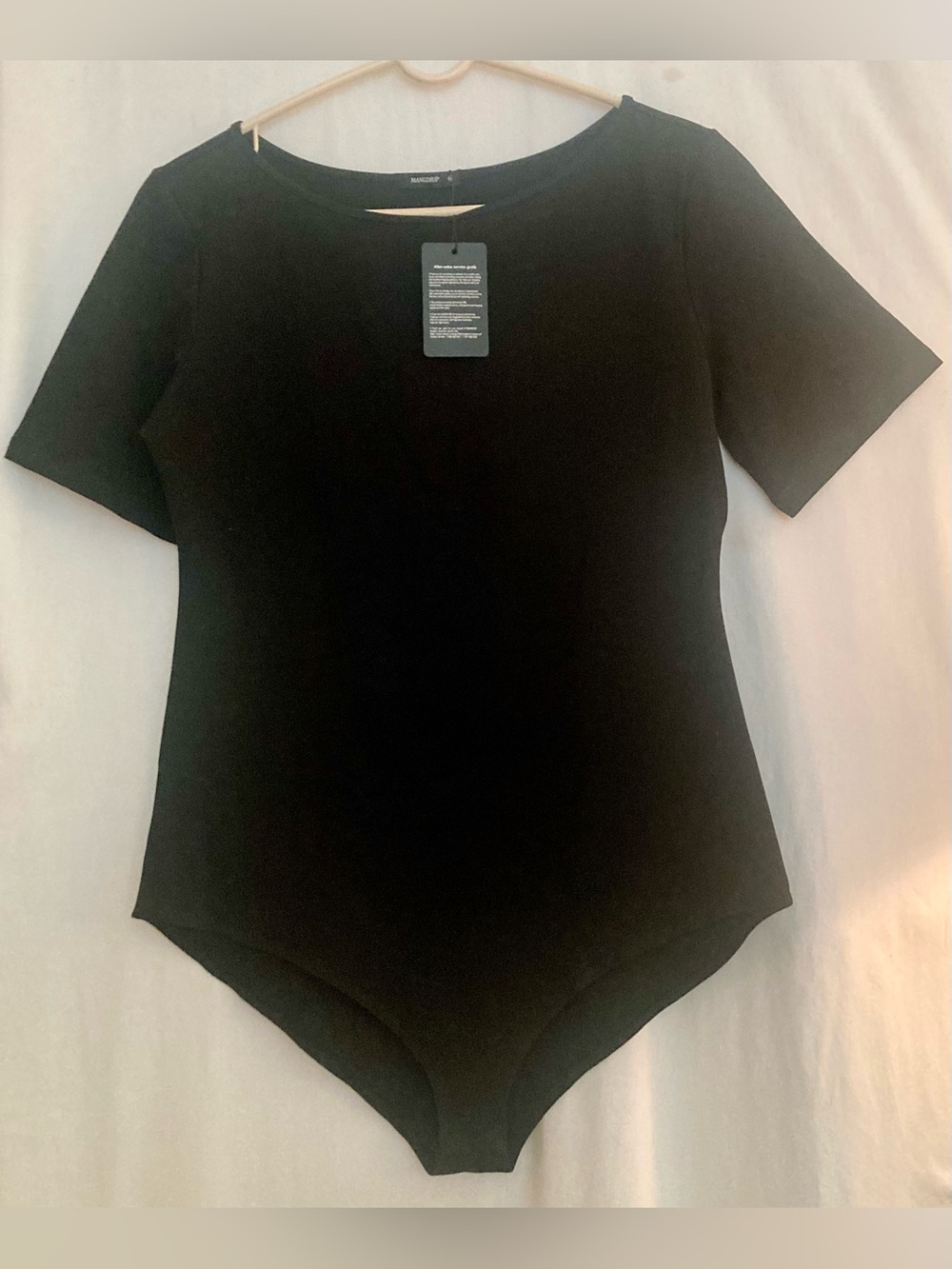 NWT Mangdiup Black Short Sleeve Crewneck Bodysuit Size XXL
